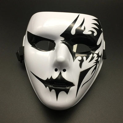 Halloween Props Masquerade Performance Full Face Mask Hand-painted White Street Dance Adult Eye Mask Death Clown Black Gold