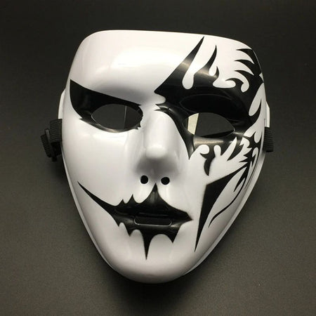 Halloween Props Masquerade Performance Full Face Mask Hand-painted White Street Dance Adult Eye Mask Death Clown Black Gold