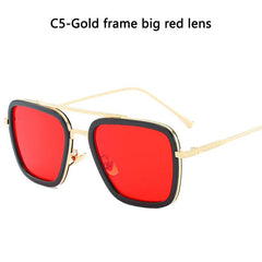 Sun Glasses Fashion Square frame Tony Stark Style Women Sunglasses Men Square Brand Design Sun Glasses Oculos Retro Male Iron