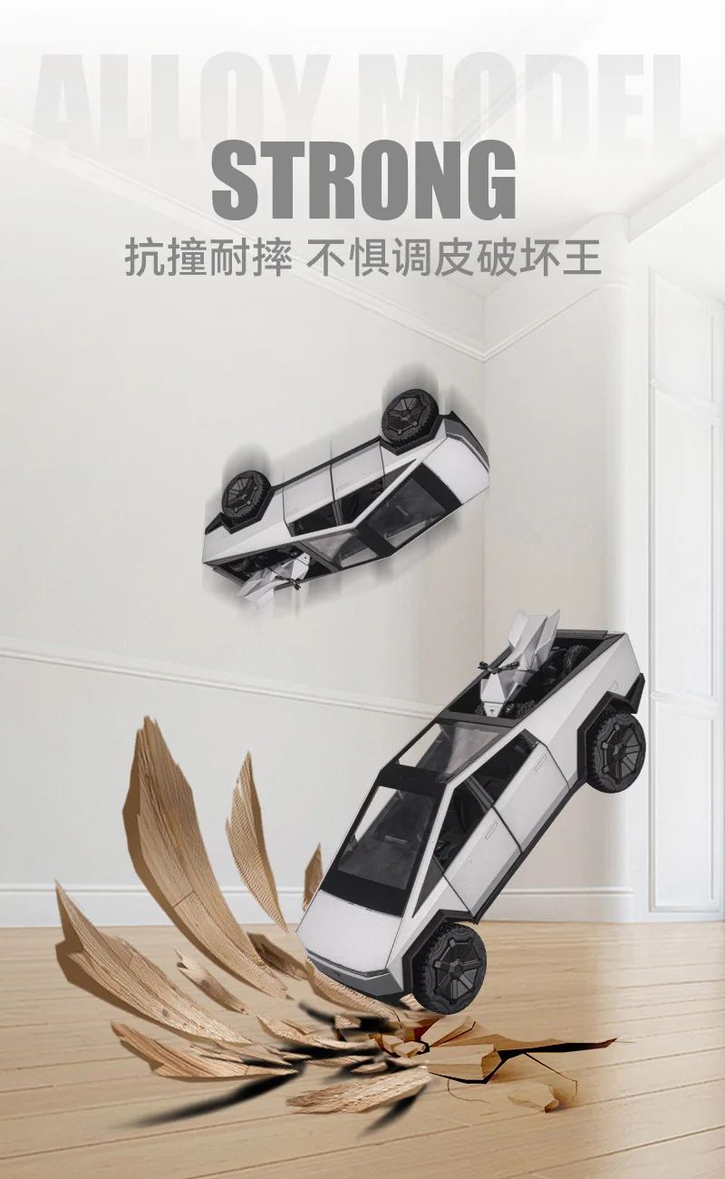 Alloy Model Car 1:24 Diecast Miniature Metal Pickup Vehicle Chidlren Birthday Collected Gift Van Truck Tesla Cybertruck Boys Toy