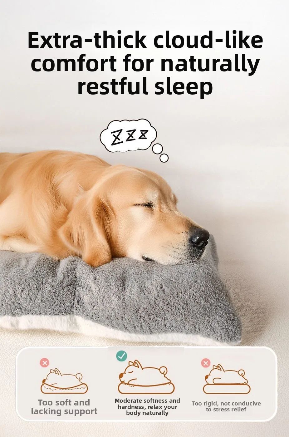 Dog Bed Mat Large Size Sleeping Pad for Winter Use Keep Warm Double-sided Use Golden Retriever Stress-relieving Sleeping Pad