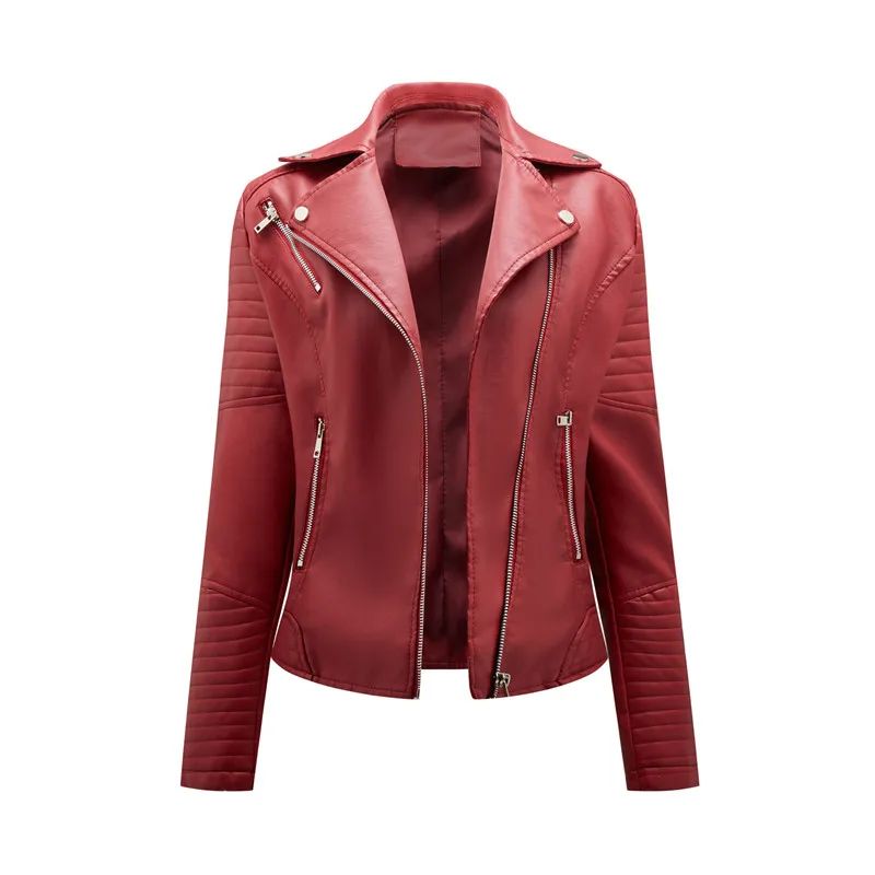 Black Women Faux Leather Jacket Spring Autumn Zipper Casual Pu Coat Female Biker Outerwear Ladies Clothes S-XXXL