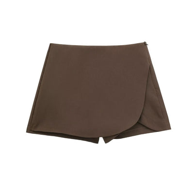 Willshela Women Fashion Solid Side Zipper Skirts Shorts Vintage High Waist Female Chic Lady Shorts