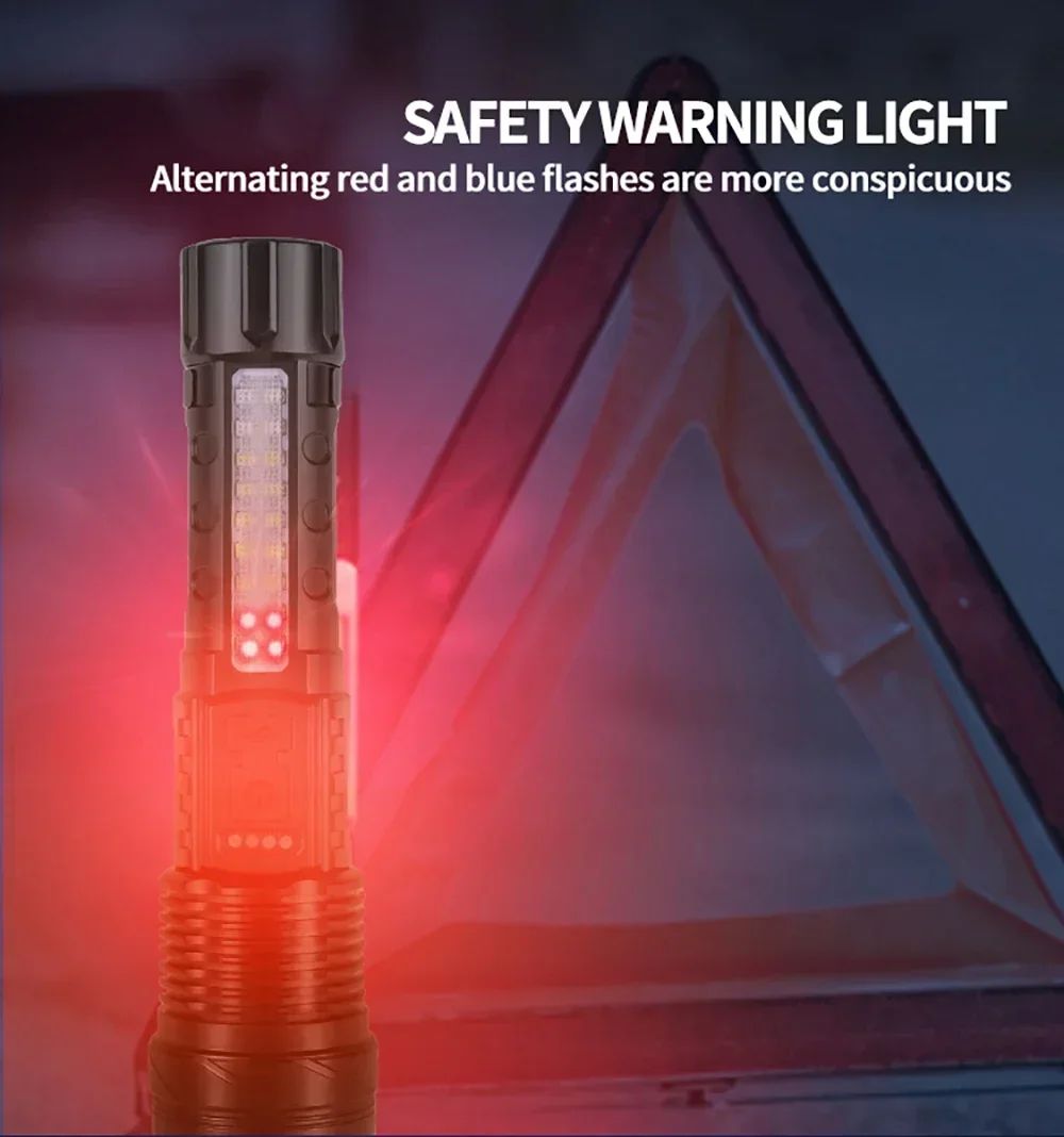 Powerful XHP50 LED Flashlight Waterproof Torch With Side Light 7 Modes Camping Fishing Lantern Type C Rechargeable Zoom Lamp