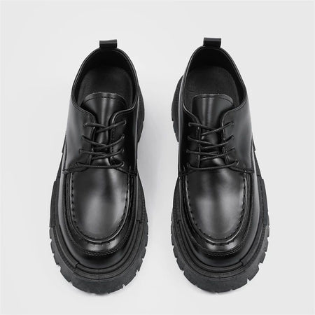 Fashion Thick Sole Leather Men Casual Shoes Classic Formal Business Men Dress Shoes Breathable Lace-Up Handmade Shoes Moccasins