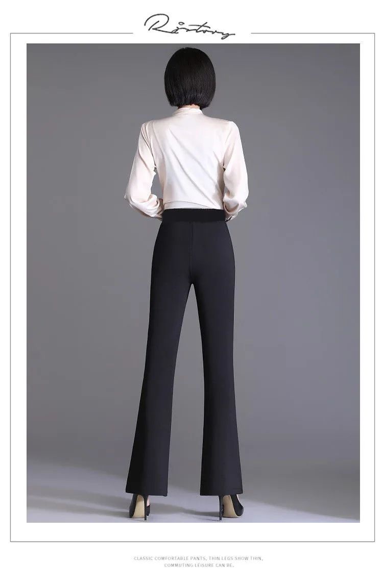 Spring Autumn New Bootcut Pants Women's Slimming Versatile Korean Style Loose-fit Fashionable Trousers Drop Leg Bell Pants Women
