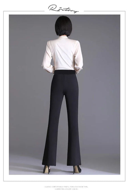 Spring Autumn New Bootcut Pants Women's Slimming Versatile Korean Style Loose-fit Fashionable Trousers Drop Leg Bell Pants Women