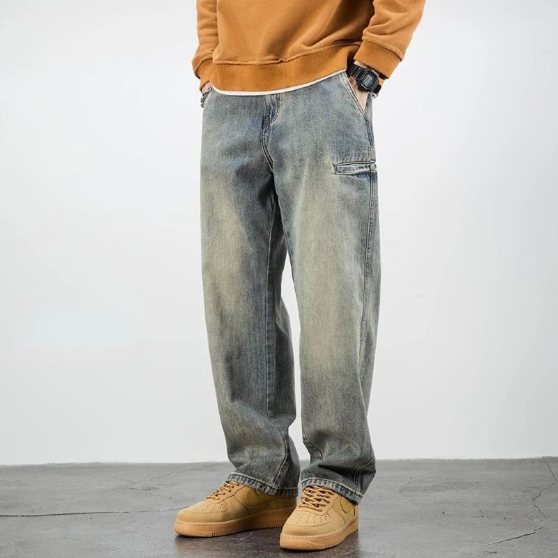 Men's Jeans Retro Cargo Trousers Straight Man Cowboy Pants Punk Washed Luxury Designer 2025 Trend Y2k Vintage Korean Style Baggy