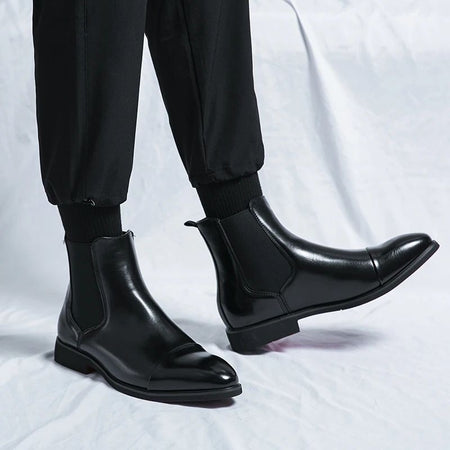 Chelsea Men's Boots with Red Sole, Ankle, Business Round Toe Slip on Sleeve Aura, Men's Boots Size 38-46 Men's Shoes Men's Boots
