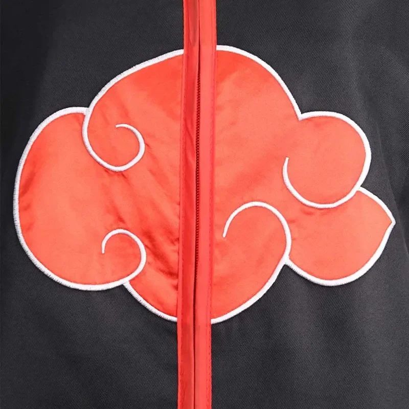 Cartoon Embroidered Standing Collar Red Cloud Cloak Robe Costume Men Kid Halloween Role Play with Rings Headdress Necklace Props
