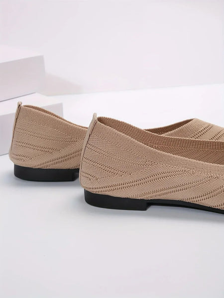 Women's Pointed Toe Flat Shoes Solid Color Knitted Slip on Shoes Casual Breathable Ballet Flats Women Flat Shoes Loafers Women