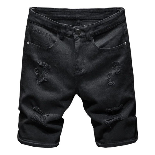 Streetwear Ripped White Denim Shorts Men New Fashion Knee Length Jeans Simple Casual Slim Hole Short Pants Male