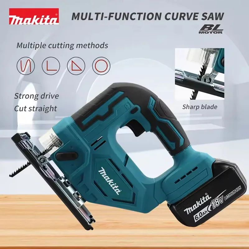 Makita DJV182Z Cordless 18V Lithium Battery Rechargeable Electric Jig Saw Curve Saw Woodworking Cutting Multifunction Saw