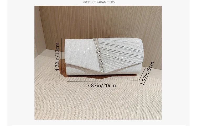 Wedding Party Handbag Ladies Glitter Silver Clutch Bag Envelope Evening Bag Fashion Elegant Long Purse Women Chain Shoulder Bags