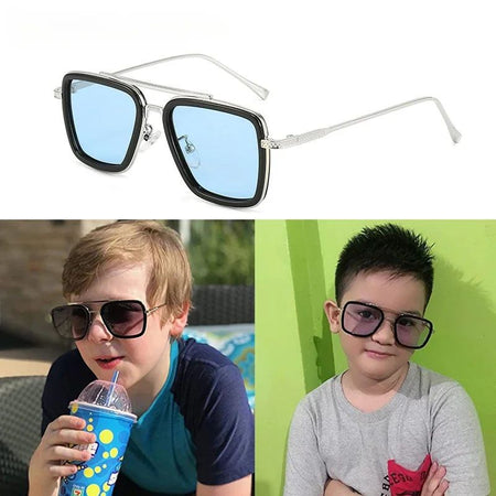 Luxury Fashion Tony Stark Style Kids Polarized Sunglasses Children Square Sun Glasses Boys Girls Oculos Retro Iron Man Glasses