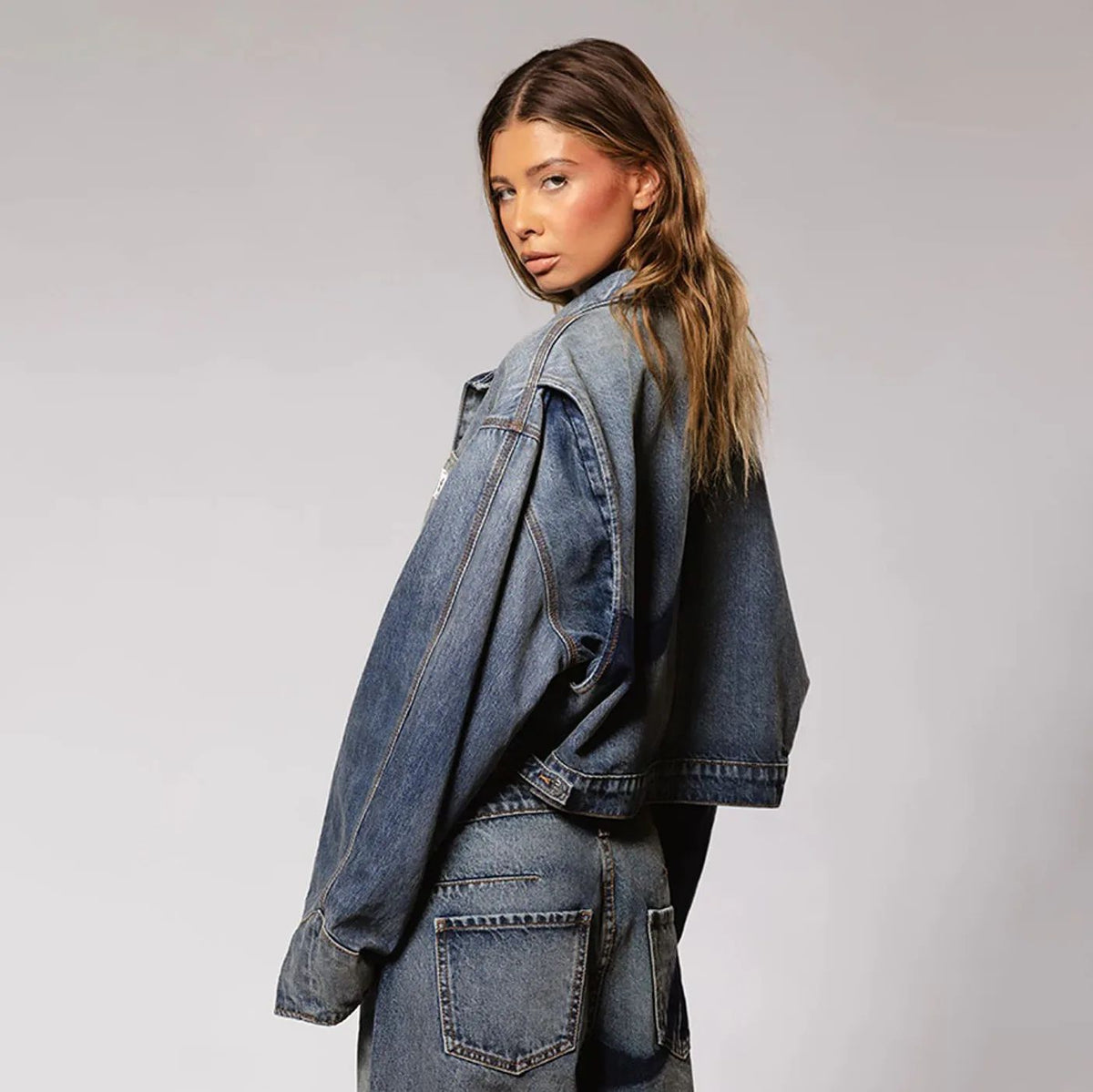 Gradient Color Bell Bottom Jeans Women's Loose Straight American Casual High Street New Autumn Pants High Waist Denim