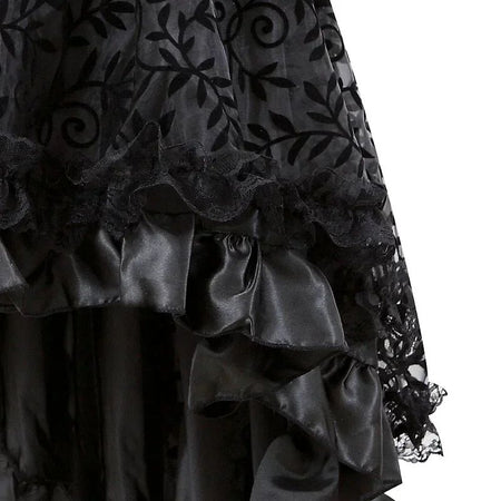 Steampunk Women Lace Floral Skirt Asymmetrica Renaissance Victorian Pirate Medieval Sexy Gothic Corset Skirts Matching