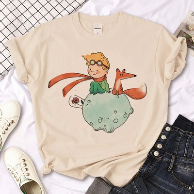 The Little Prince Print Tee Women T-shirts Harajuku Tshirt Girl 2000s Clothing kawaii Print T Shirt For Women