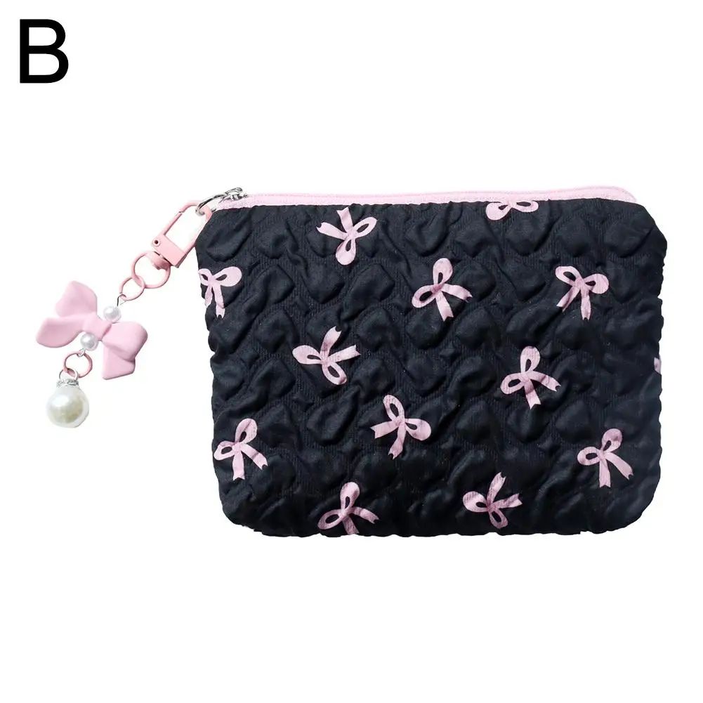 1PC Color Bow Canvas Large Capacity Lipstick Air Cushion Storage Bags Women's Makeup Bag Commuter Handbag Travel Toiletry Bags