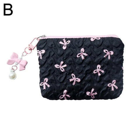 1PC Color Bow Canvas Large Capacity Lipstick Air Cushion Storage Bags Women's Makeup Bag Commuter Handbag Travel Toiletry Bags