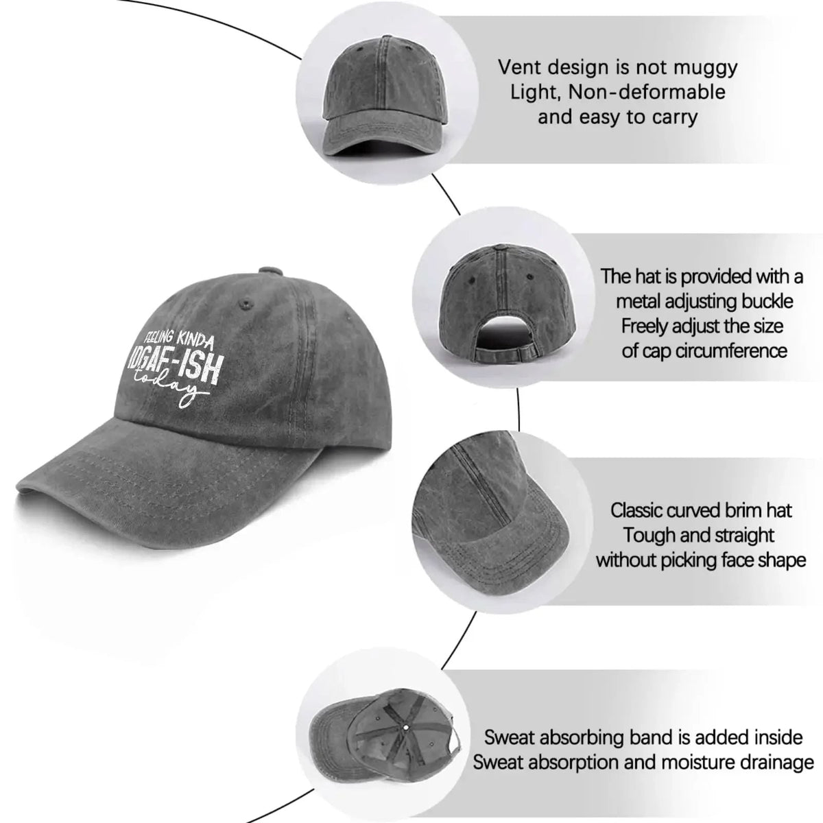 Feeling Kinda Idgaf Today Trucker Hat Womens Men Sun Hats Baseball Caps Gifts for Man Sports Outdoor