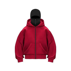 Men and women Balaclava Y2K Gothic Harajuku winter new item double hooded sweatshirt men's hooded mask zipper sportswear