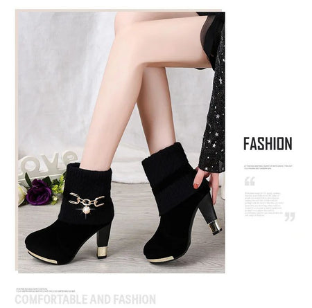 Super High Heels Platform Shoes Women High Heels Women Pumps Shoes Pointed Toe Suede Ankle Boots for Women Thick Heels Boots NEW