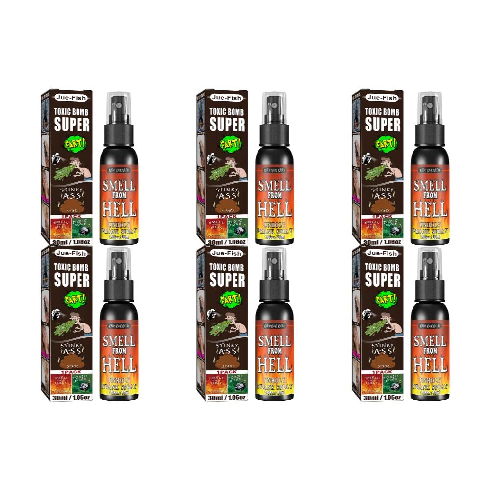 6pcs-1pcs 30ml Halloween Props Liquid Fart Spray Non Toxic Stink Bomb Ass-Smelly Stinky Gas Prank Toy Joke Party Supplies