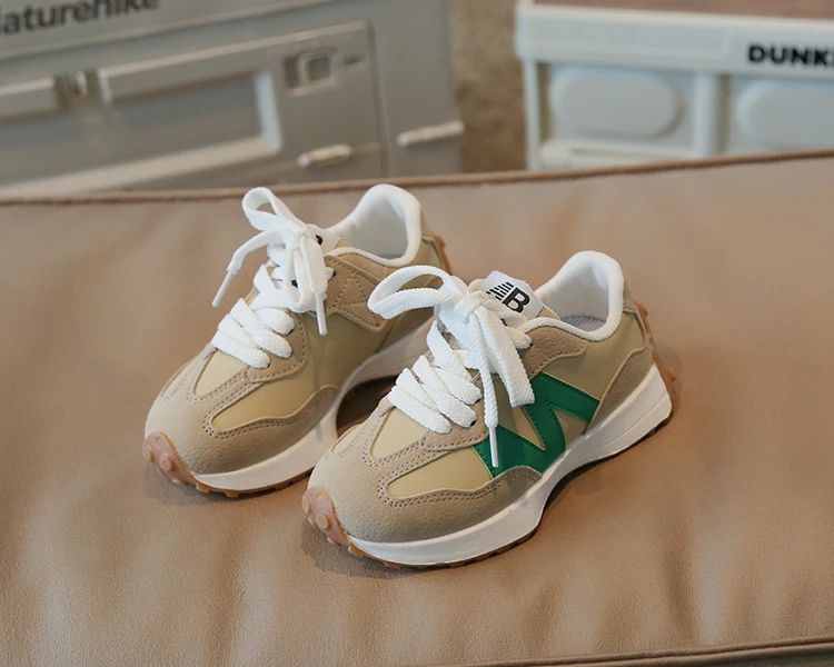 Children's Spring New Leather Upper Sneakers Kids Non-Slip Casual Shoes Boys Girls Soft Sole Students Tennis Toddler Sport Shoes
