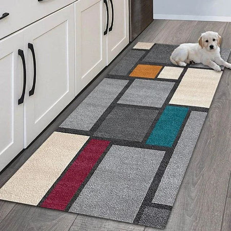 VIKAMA Simple Geometric Kitchen Floor Mats Living Room Floor Carpet Entrance Door Mat Hallway Door Non-Slip Foot Mats Home Decor