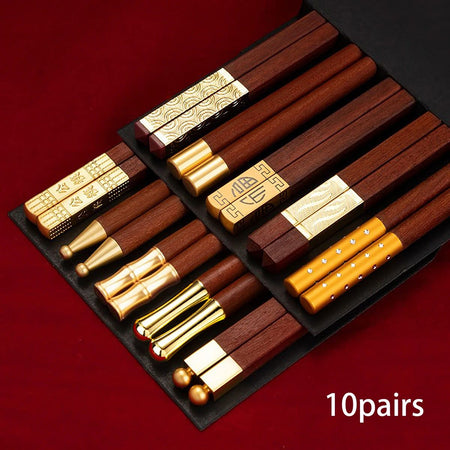 5/6/8/10Pairs Reusable Chopsticks Tableware Handmade Japanese Natural Wood Chopsticks Sushi Food Wooden Chopsticks Non Slip Easy