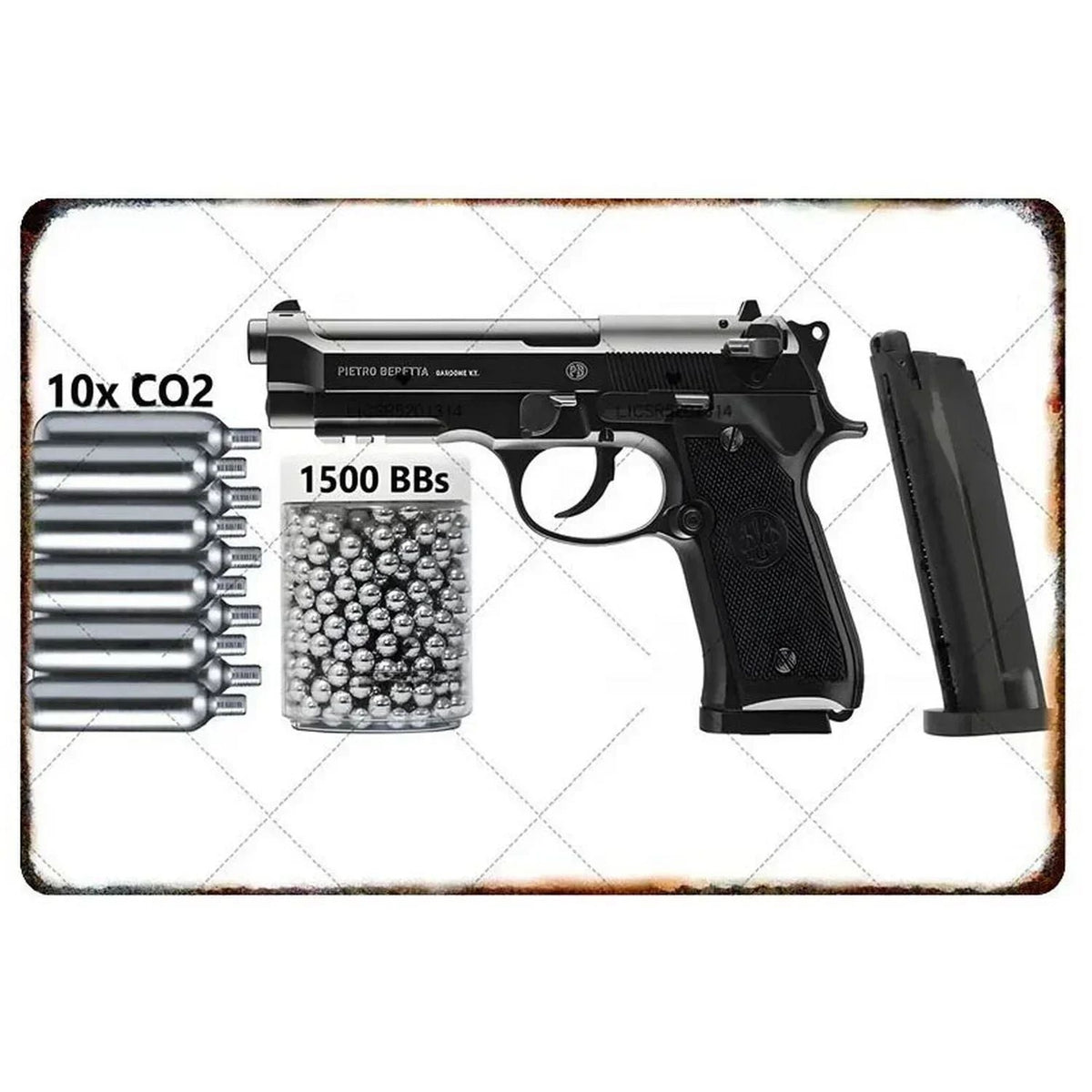 GUNHERO Pistol Metal Wall Signs - Bold Military Style - Perfect Decor for Man Caves, Homes, Bars & Garden Spaces