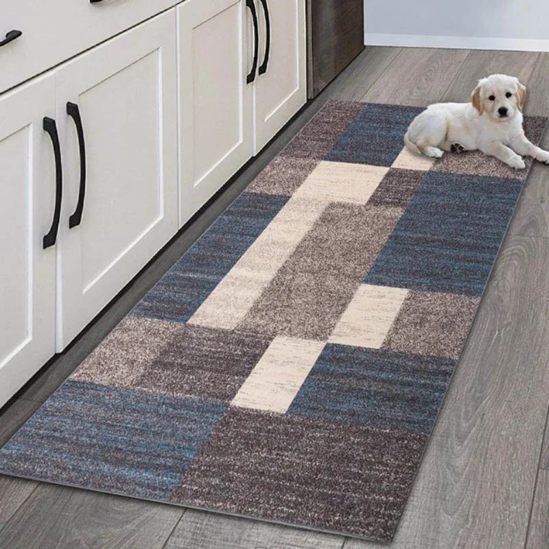 VIKAMA Simple Geometric Kitchen Floor Mats Living Room Floor Carpet Entrance Door Mat Hallway Door Non-Slip Foot Mats Home Decor