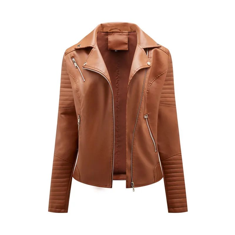 Black Women Faux Leather Jacket Spring Autumn Zipper Casual Pu Coat Female Biker Outerwear Ladies Clothes S-XXXL
