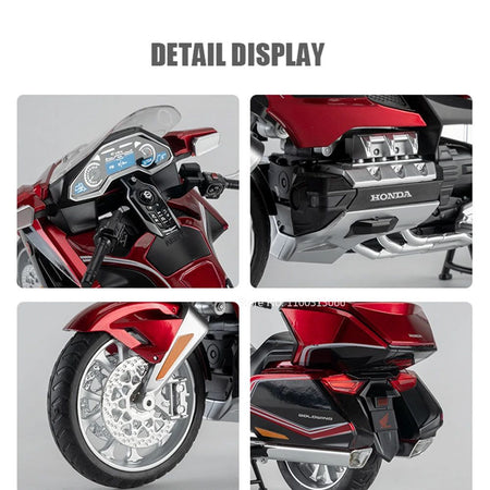 1:11 Honda Gold Wing GL800 2021 Motorcycles Models Cars Toys Rubber Tires with Light Music Miniature Model Toddler Kids Gifts