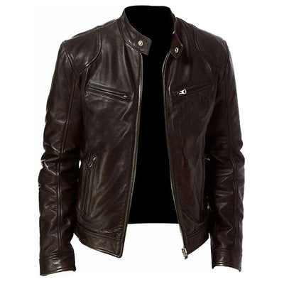Mens Stand Collar Leather Jacket Coats Male Anti-wind Motorcycle Zipper Jackets Winter Men Outdoor Sport Streetwear Jacket Men