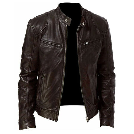 Mens Stand Collar Leather Jacket Coats Male Anti-wind Motorcycle Zipper Jackets Winter Men Outdoor Sport Streetwear Jacket Men