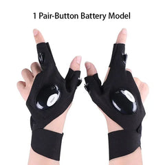 LED Flashlight Fishing Strap Fingerless Gloves Waterproof Cycling Camping Hiking Rescue Glove Lamp Lighting Gloves