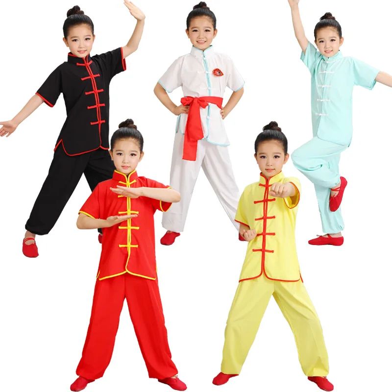Kids Kung Fu Uniform Men Women Chinese Clothes Children's Sets Performance Boy Set Tai Chi Outfit Girl Wushu Costume Tang Suit
