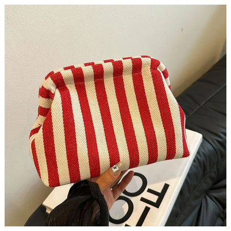 Casual Colorblock Bag Ladies Ruched Cloud Purse Summer Woven Crochet Purses for Women Beach Clutch Handbags 2025 Dumpling Hobo