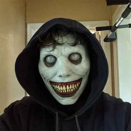 Scary Demon Halloween Mask Creepy White Face Cover Cosplay Prop for Haunted House Horror Party Costume Dress Up