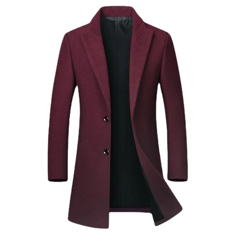 New Winter Men Cashmere Trench Coats Wool Blends Overcoats Business Casual Trench Long Jackets Male Slim Blends Coats Size 4XL