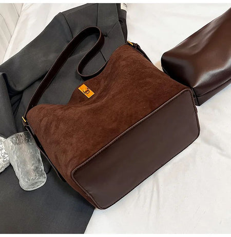 Shoulder Bags Bucket Bag Retro Suede Fur Women Tote Bag New Style Versatile Shoulder & Crossbody Bag 2025