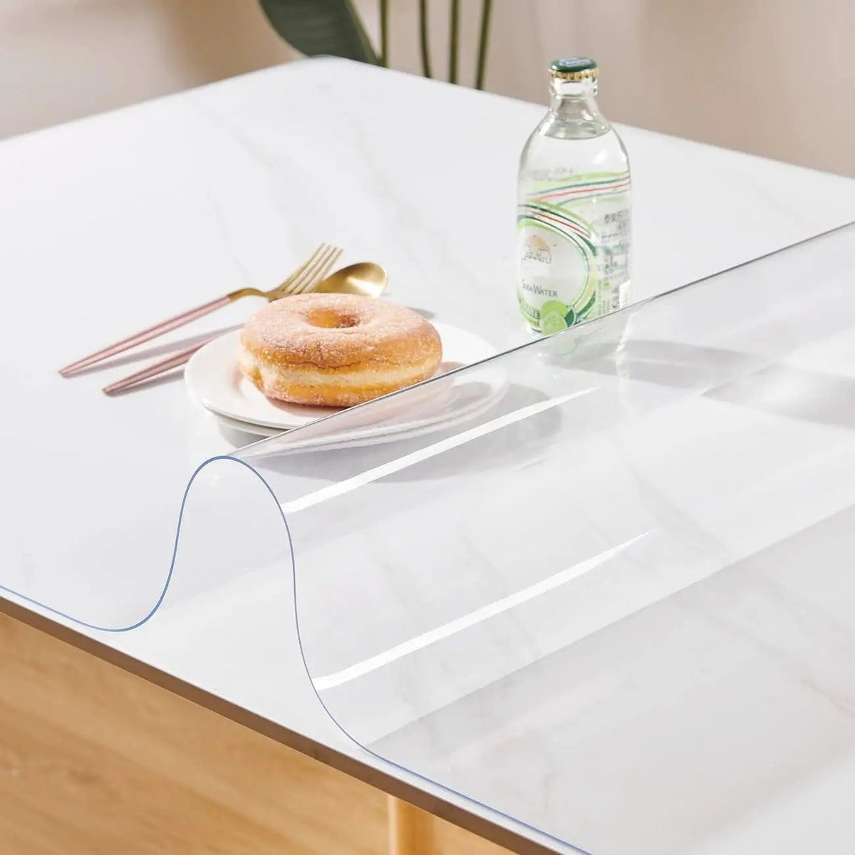 Clear Vinyl Tablecloth Cover, Plastic Table Cover Rectangular, Crystal Clear Plastic Table Cover Protector for Dining Table