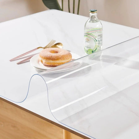 Clear Vinyl Tablecloth Cover, Plastic Table Cover Rectangular, Crystal Clear Plastic Table Cover Protector for Dining Table