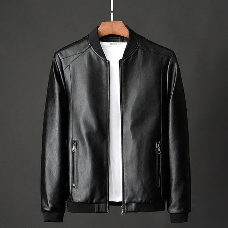 2025 Autumn New Men Black Biker PU Leather Coat Korean Fashion Men Pu Leather Jacket Trend Casual Fit Slim Baseball Clothes 8Xl