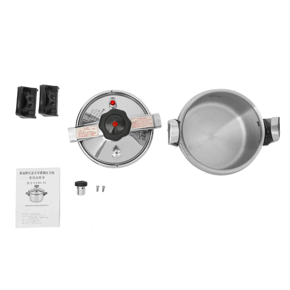 Aluminum Pressure Cooker Induction Compatible Cookware with Spring Valve Safeguard Devices 3L/3.17Qt Capacity For Electric, Gas