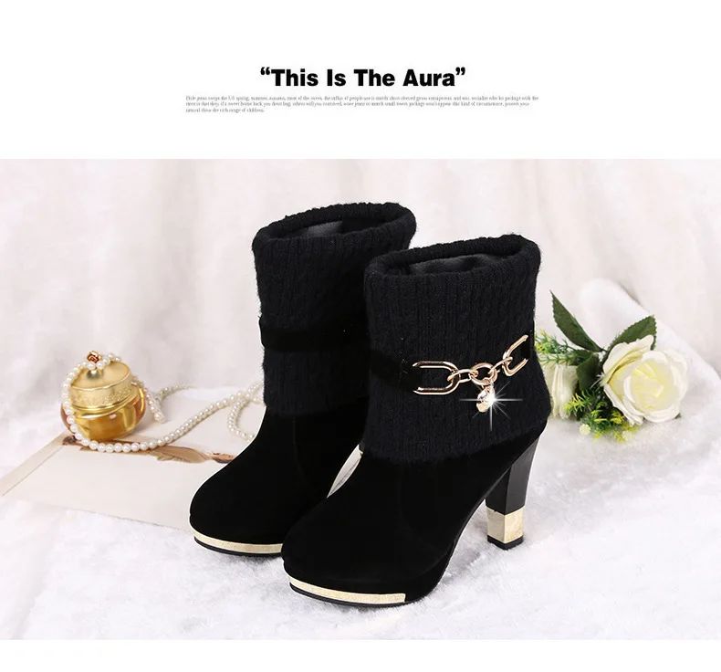 Super High Heels Platform Shoes Women High Heels Women Pumps Shoes Pointed Toe Suede Ankle Boots for Women Thick Heels Boots NEW