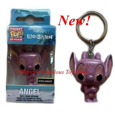 New 22 Styles Funko Pocket pop Keychains Mickey Mouse Minnie Donald Duck Stitch Angel Elvis TIKI Lilo Scrump Vinyl Figure Toys
