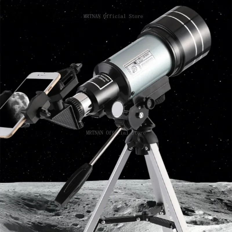 150X Astronomical Telescope , 70mm Aperture Refractor Portable Travel Telescope with Phone Adapter Stargazing Moon Hunting